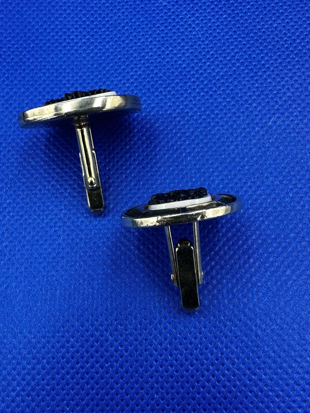 Vintage Anson Black and White Cameo-Style Stag with Gold-Tone Trim Cufflinks
